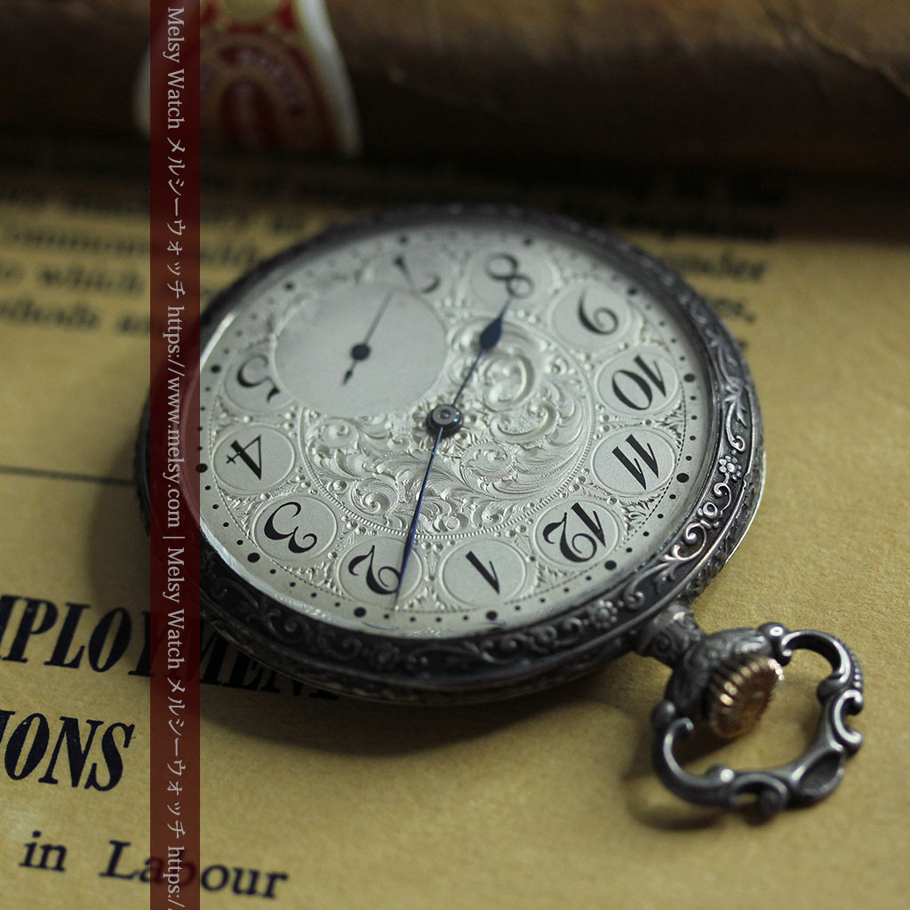 天使と戯れる ロンジンの銀無垢アンティーク懐中時計 明治の逸品