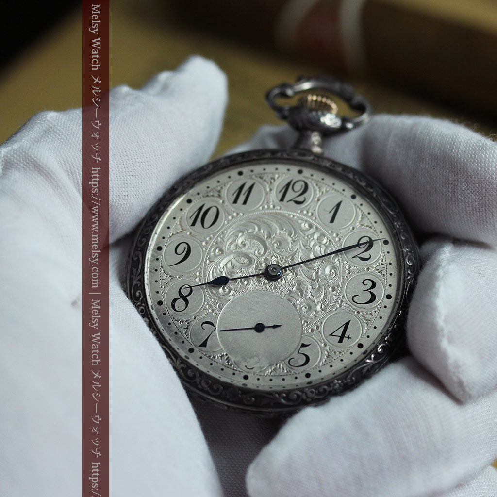 天使と戯れる ロンジンの銀無垢アンティーク懐中時計 明治の逸品