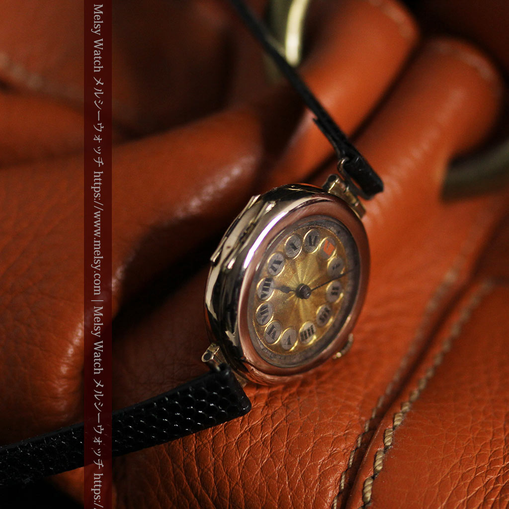 スイス製テレフォンダイアル金無垢アンティーク腕時計 【1910年頃】