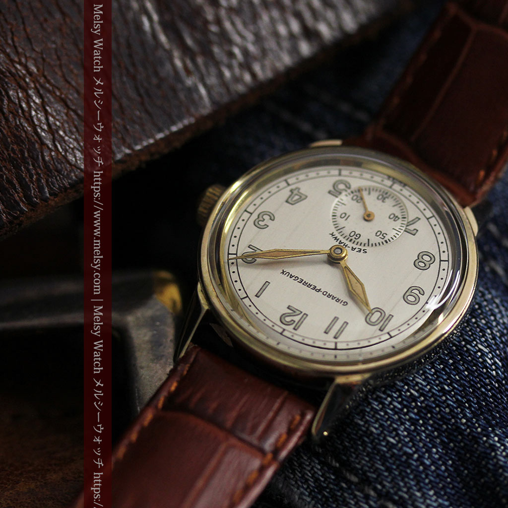ジラールペルゴのSEA-HAWK 金無垢アンティーク腕時計 【1940年頃】