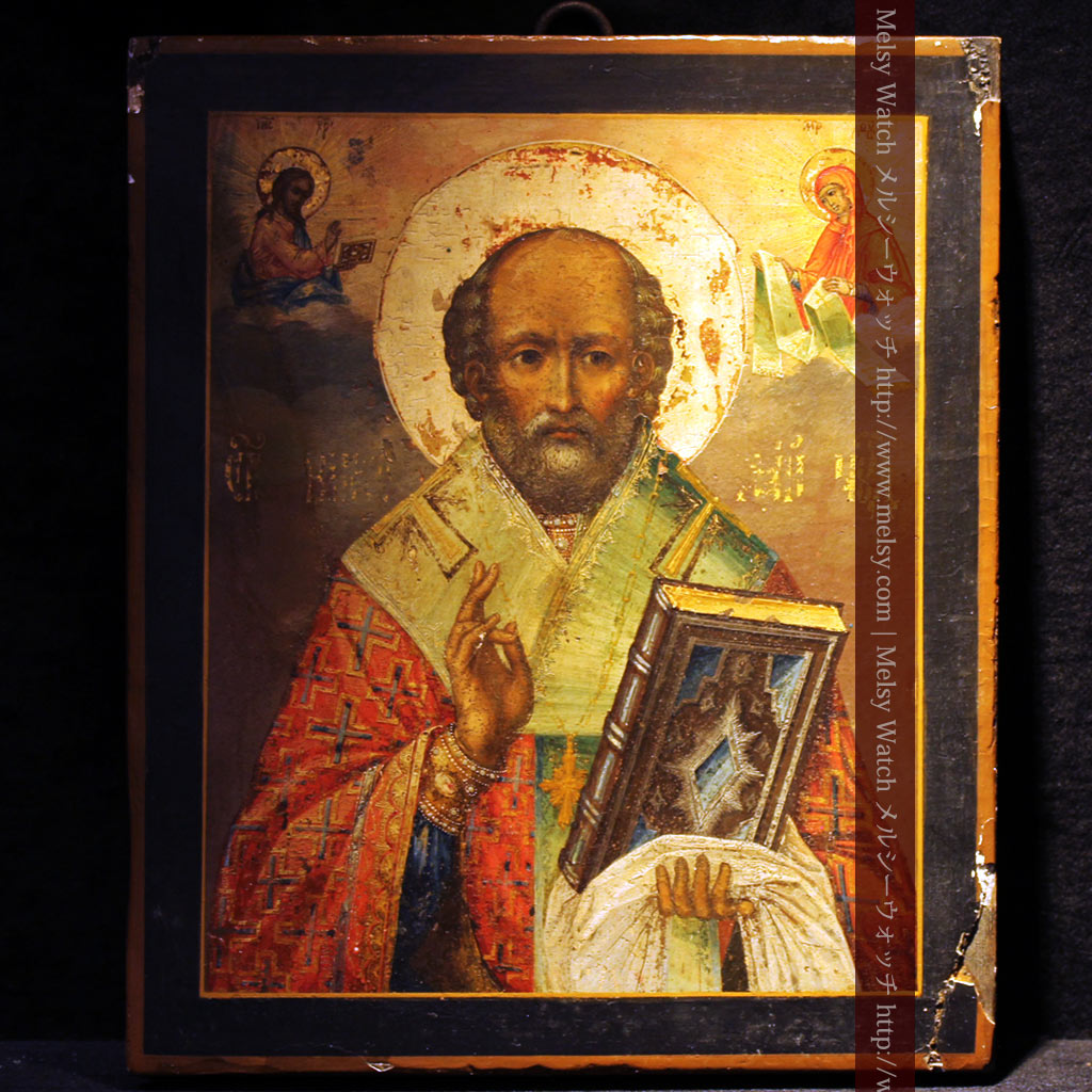 ミラの聖ニコラオ・ニコラウスを描いた木板イコン/聖画像・油絵 【19