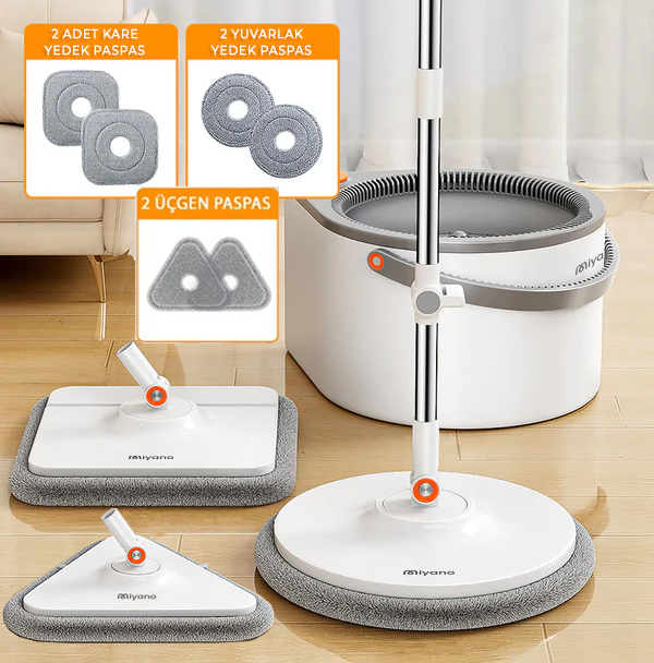 Miyano M80 Plus 3 Başlıklı Su Hazneli Mop Temizlik Seti