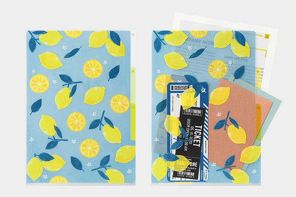 クリアファイル｜3ポケットクリアホルダー＜A4＞ レモン柄A(35572006