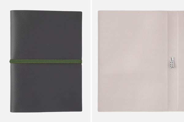 ストア限定】ノートカバー2冊用 バンド付き＜A5＞ 黒×グレー(91804008