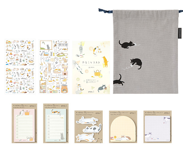 ストア限定】ネコ柄巾着バッグ＆文具セット(91804275)｜ミドリ