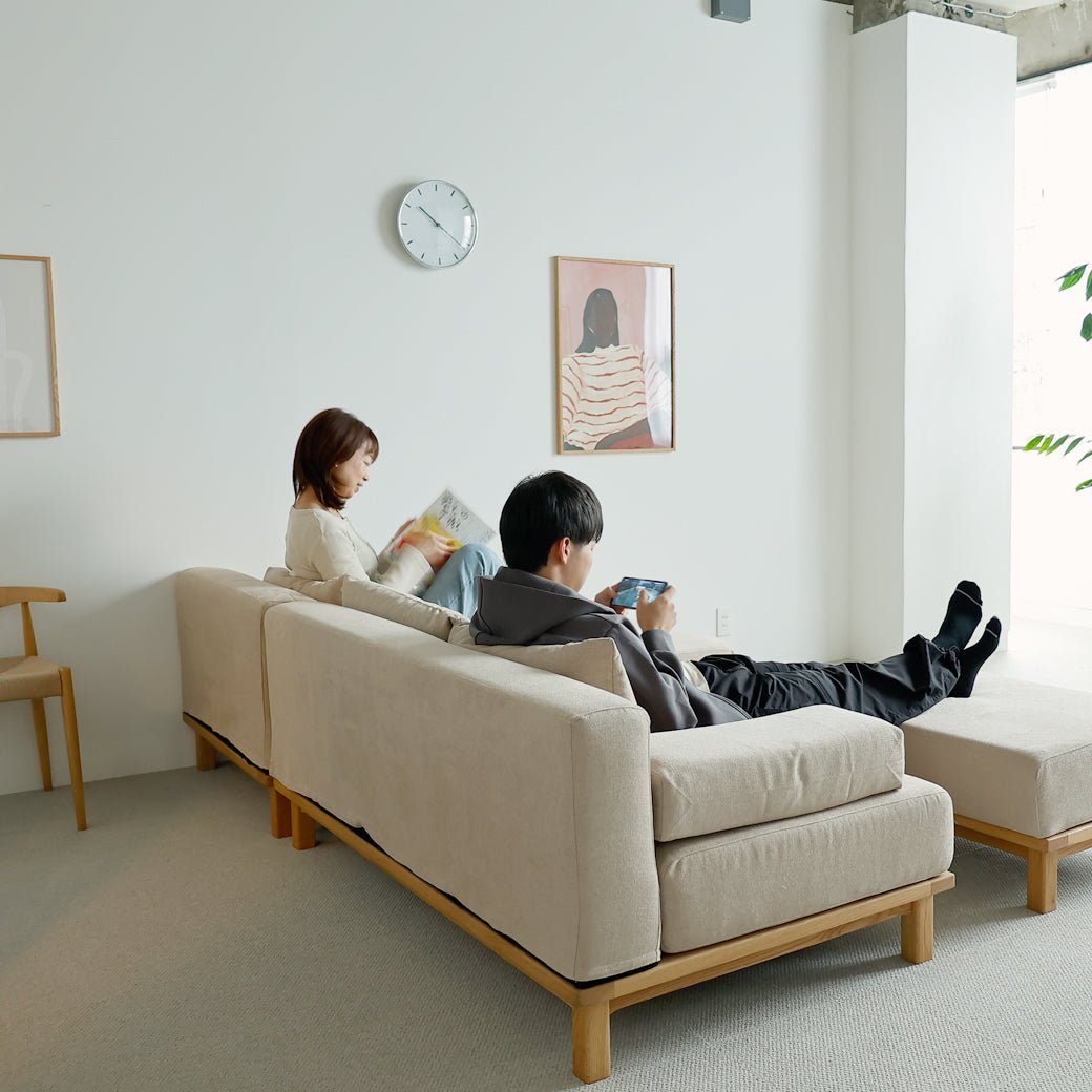 SIEVE rect unit 3人掛けソファ カバーリング 洗える ブルー｜miion