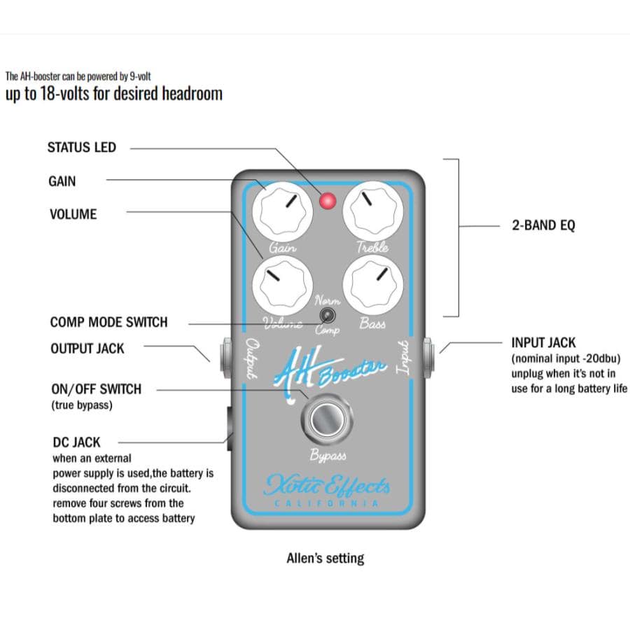 Xotic AH Booster エフェクター Allen Hinds シグネチャーペダル