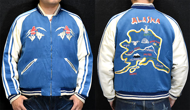 東洋スカジャン・港商SPECIAL EDITION「ALASKA MAP×EAGLE」サテン