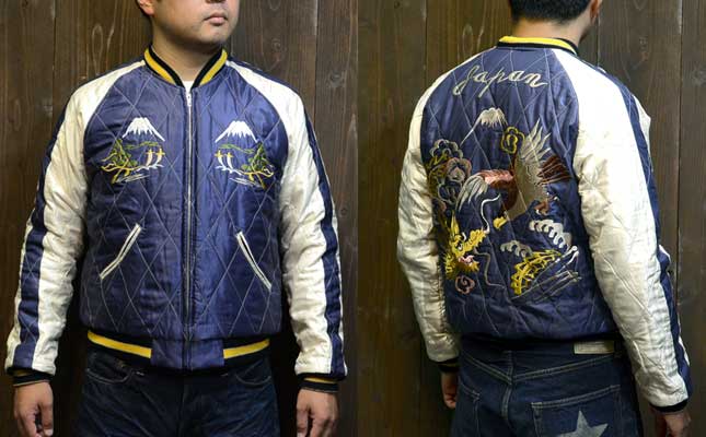 テーラー東洋スカジャン「白虎×鷹龍」別珍×サテンキルト・リバーシブル