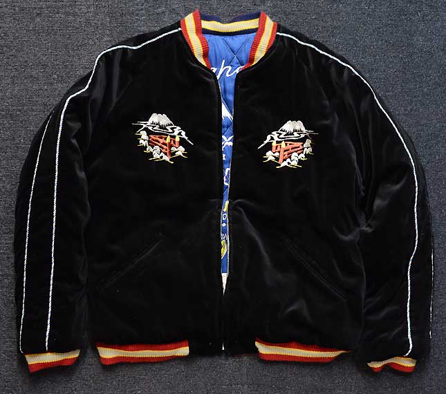 テーラー東洋スカジャン【TIGER×JAPAN MAP】別珍×サテンキルト