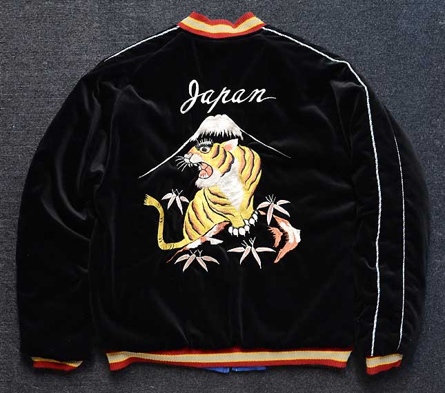 テーラー東洋スカジャン【TIGER×JAPAN MAP】別珍×サテンキルト