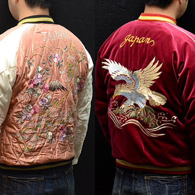 テーラー東洋スカジャン「EAGLE×JAPAN MAP」別珍×サテンキルト