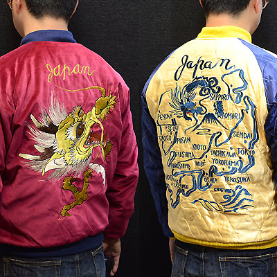 テーラー東洋スカジャン「DRAGON×JAPAN MAP」別珍×サテンキルト