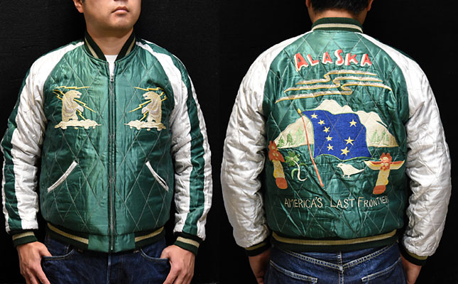 テーラー東洋スカジャン「Moose×Flag Alaska」別珍×サテンキルト