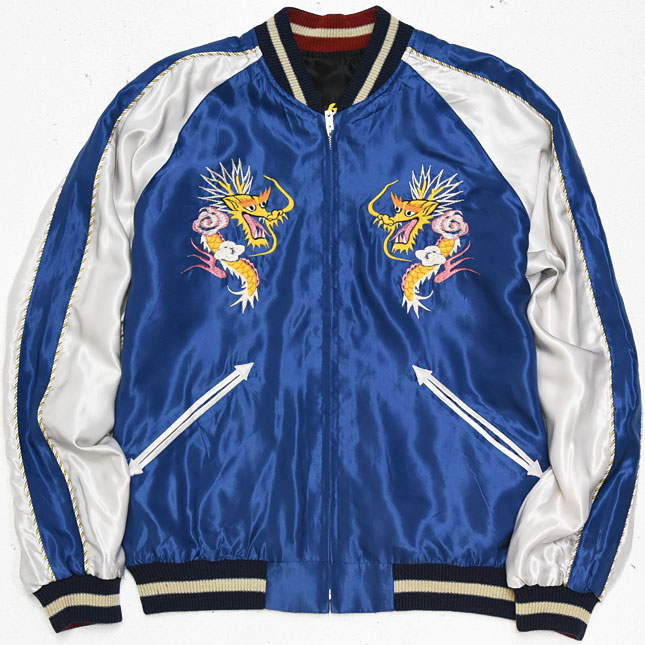 東洋スカジャン【DOUBLE DRAGON×JAPAN MAP】リバーシブルサテンスカ NO