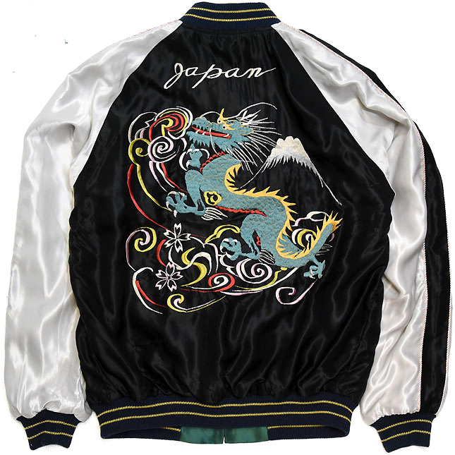 東洋スカジャン【DRAGON×JAPAN MAP】リバーシブルサテンスカ NO-890