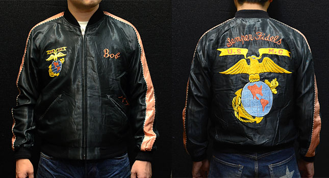 テーラー東洋スカジャン【U.S.M.C.×DRAGON】復刻サテンスカ NO-822