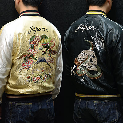 テーラー東洋スカジャン【SKULL×DRAGON】骸骨×龍・復刻サテンスカ NO