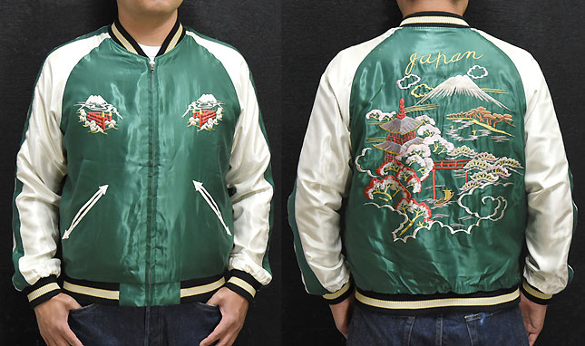 東洋スカジャン「WHITE DRAGON×LANDSCAPE」リバーシブルアセテート