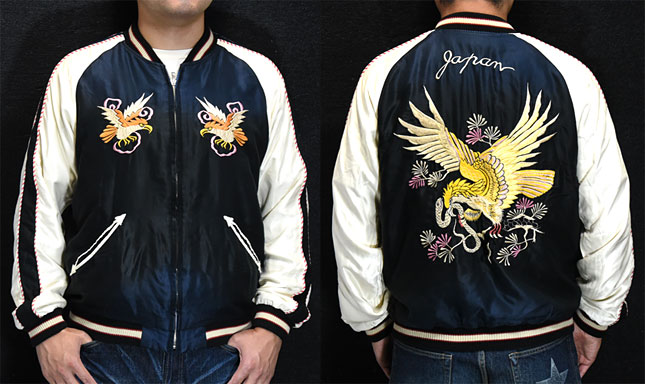 東洋スカジャン「EAGLE×JAPAN MAP」サテンスカ・エージングモデル NO