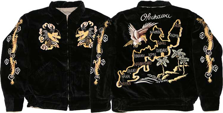 テーラー東洋スカジャン「沖縄マップ×EAGLE」襟付きモデル・NO-332