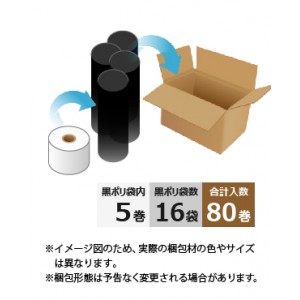 感熱レジロール紙・レシート用紙 58mm×80mm×12mm/75μ ブルー 5巻/80入