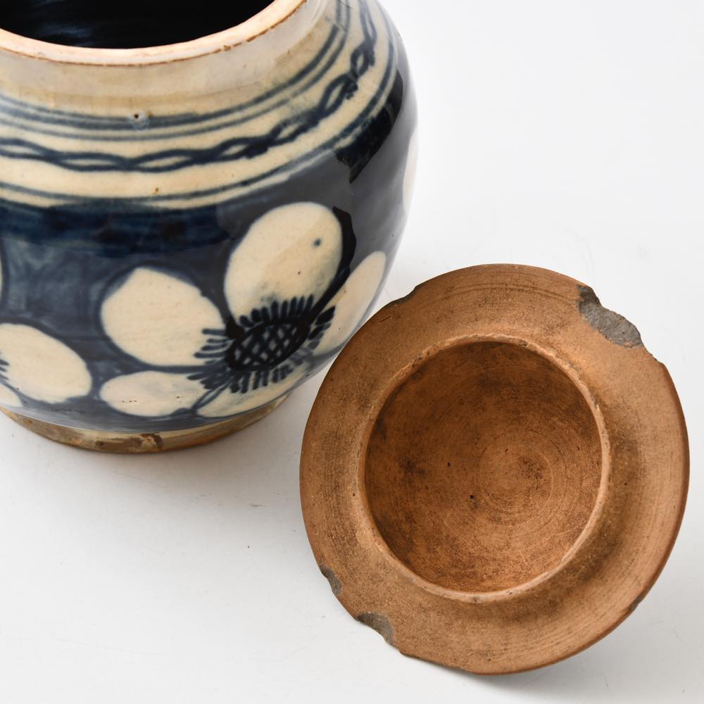 中国 磁州窯 青花 蓋付き壷 ｜ みんげい おくむら （日本と世界の民芸）