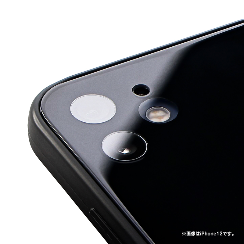 iPhone 12 背面フラットガラスケース「SHELL GLASS Flat」 ブラック