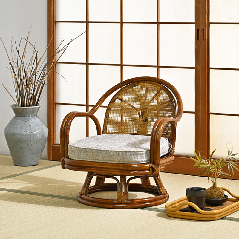 籐回転椅子 ハイタイプ クッション A柄 C2991HRAを激安で販売する京都