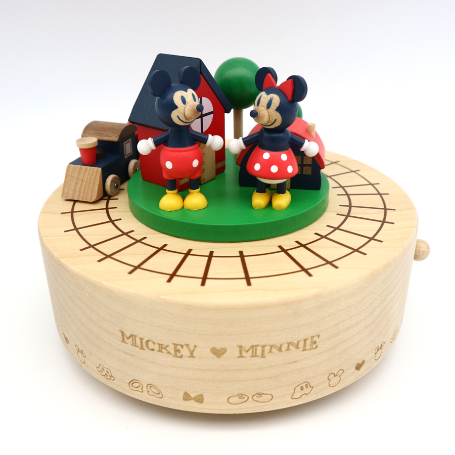 ディズニー 木製 オルゴール【ミッキー&ミニー機関車】既製品 ｜株式