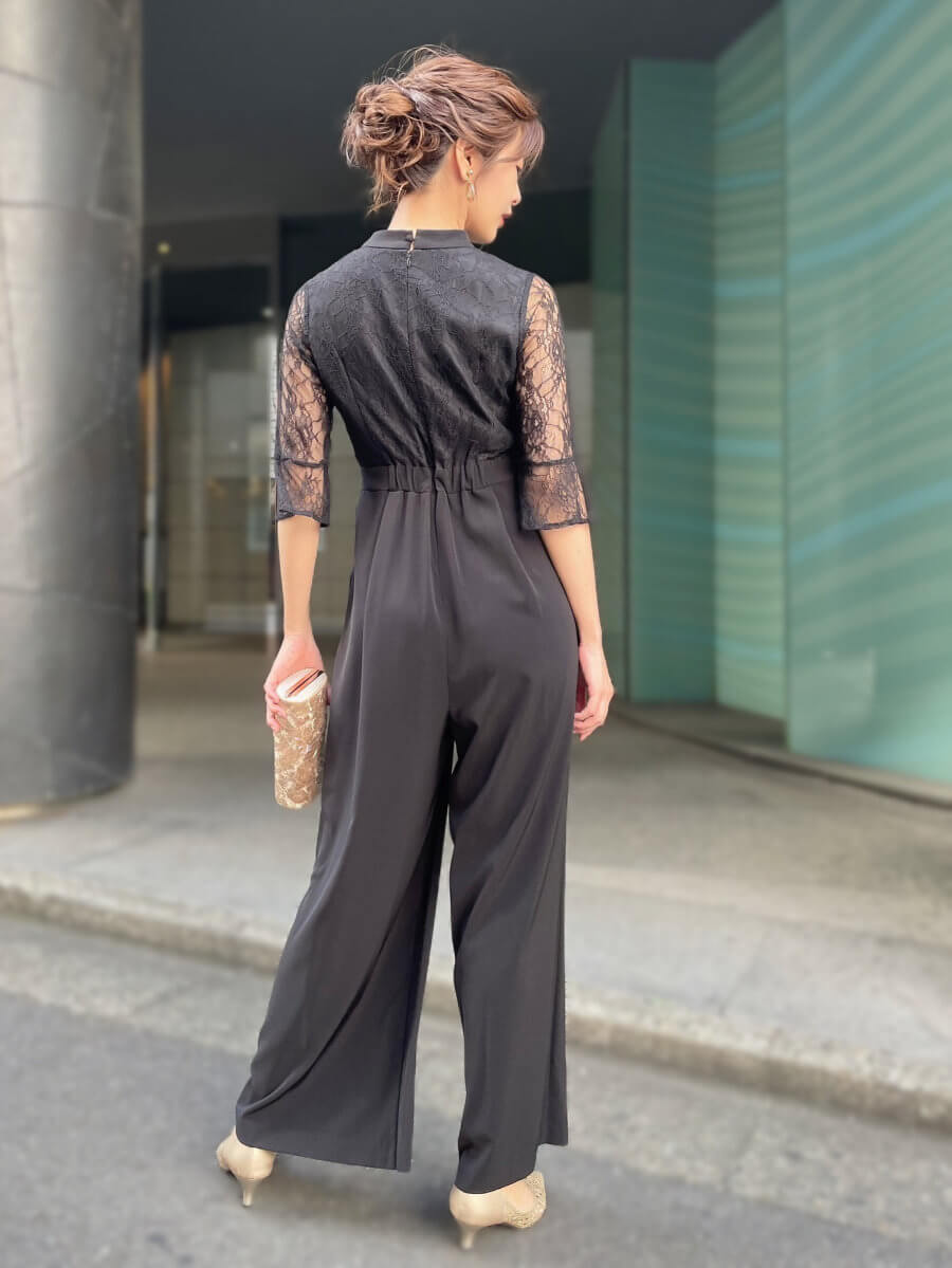 my closet / VネックオールインワンパンツドレスbkL