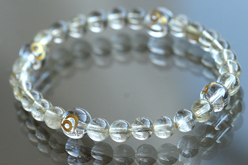 勝負・ギャンブル運 金彫り 巳（ヘビ）ルチルクォーツパワーストーン