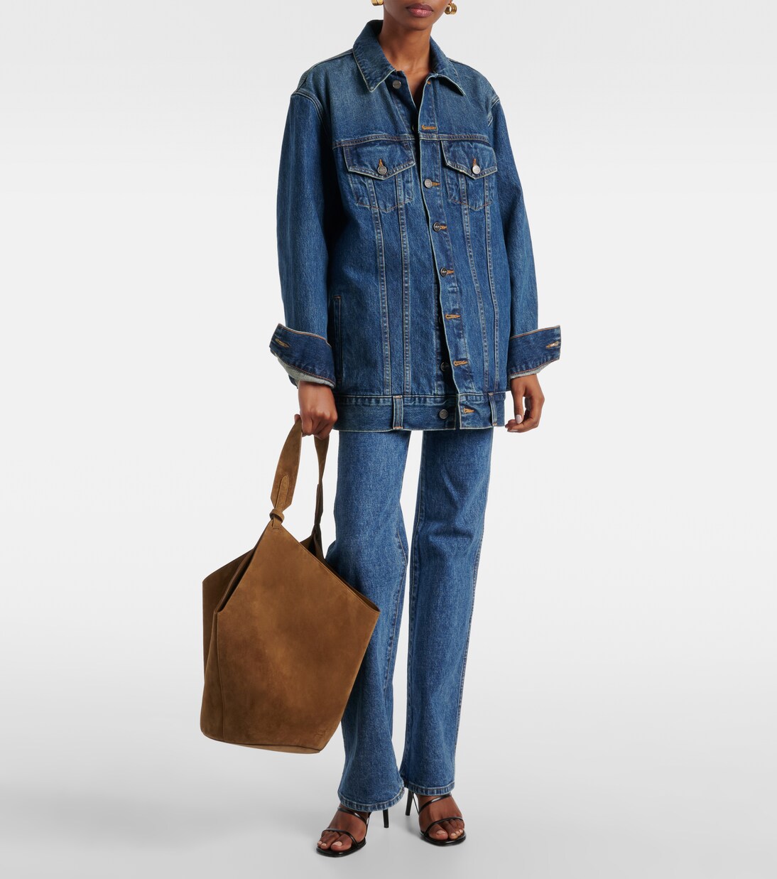 Lotus Medium suede tote bag in brown - Khaite | Mytheresa