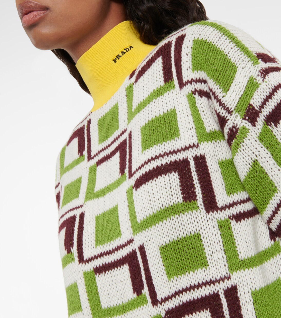 Intarsia turtleneck sweater in green - Prada | Mytheresa