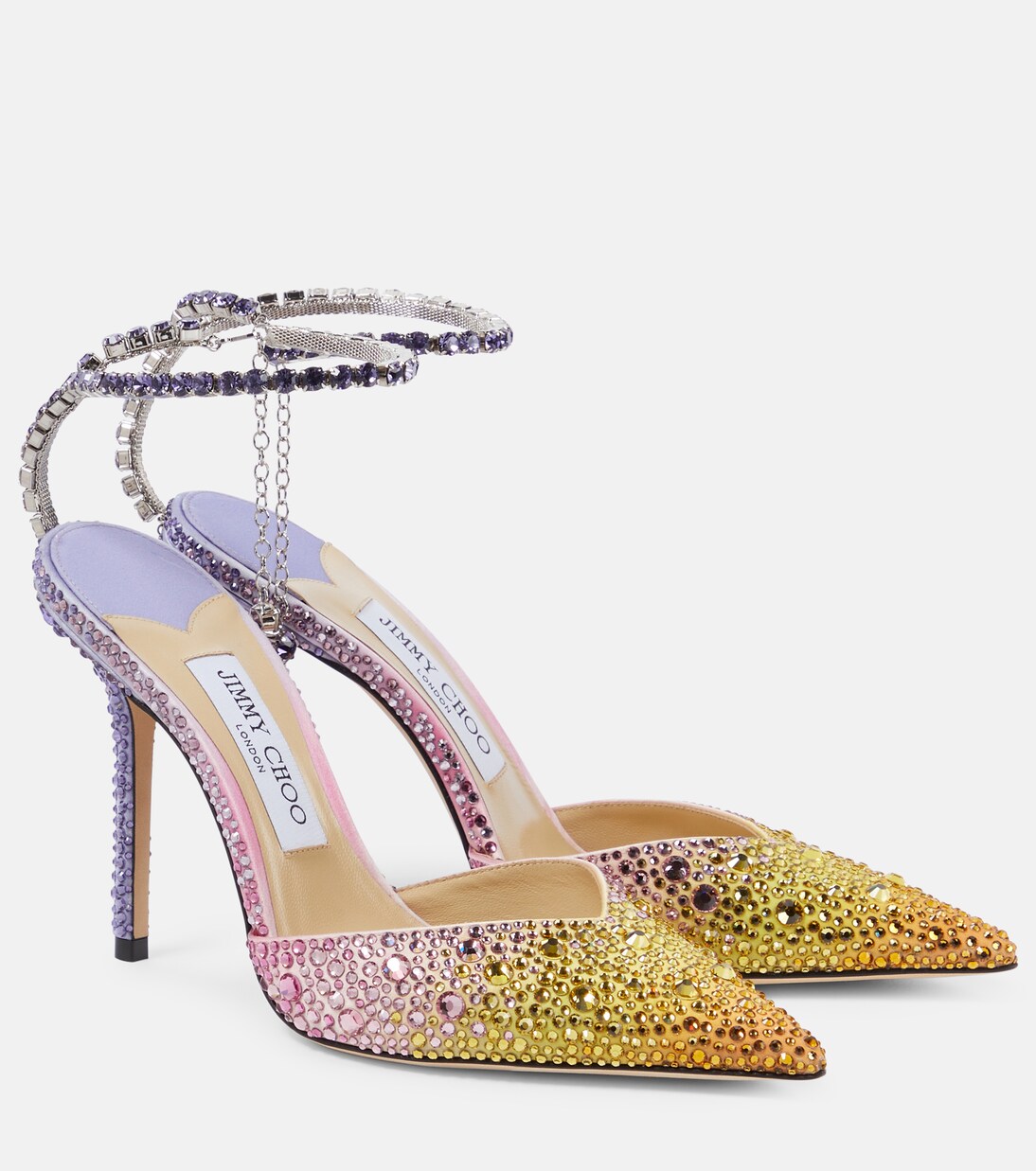Saeda 100 embellished satin pumps in multicoloured - Jimmy Choo