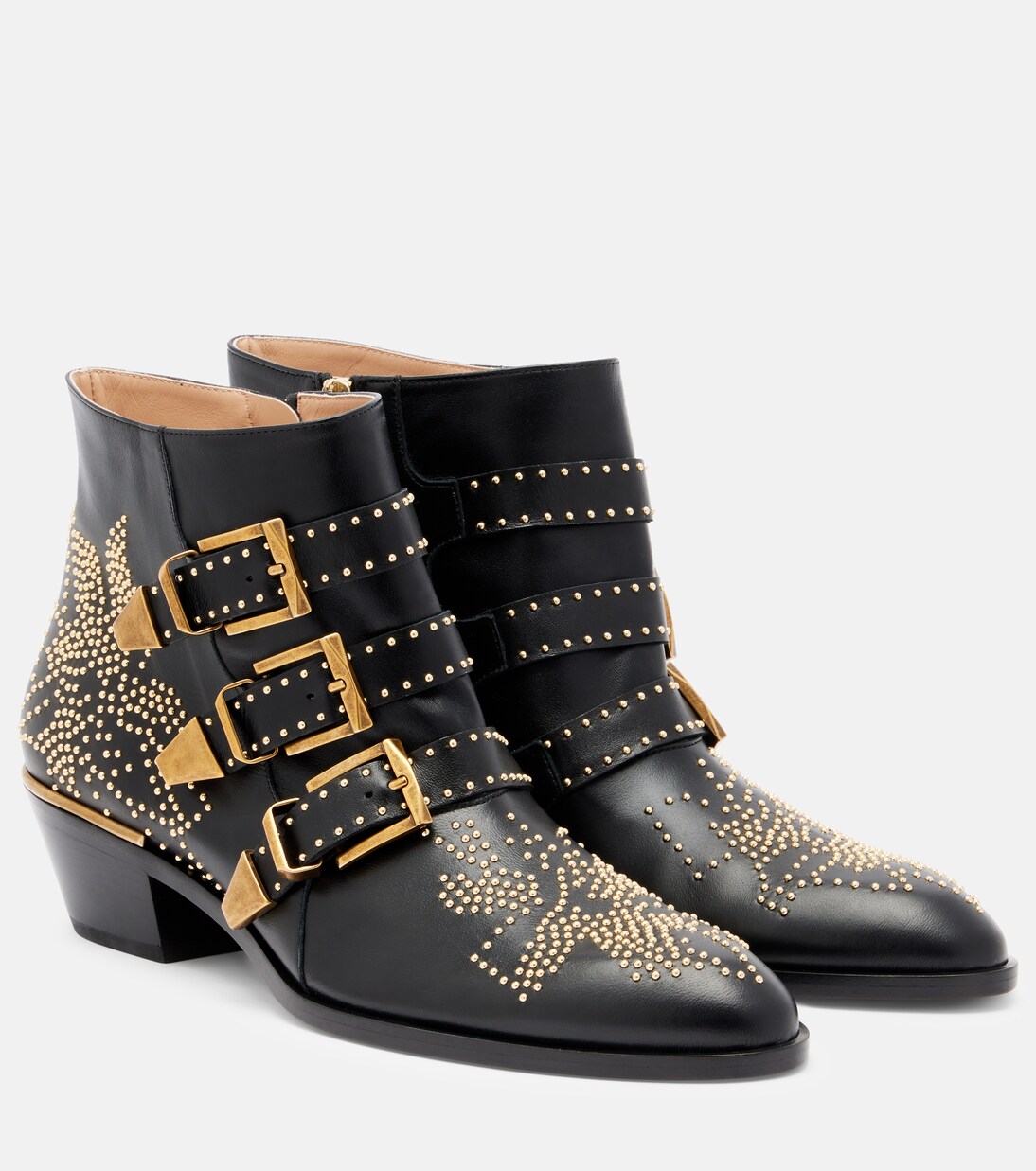 Susanna studded leather ankle boots in black - Chloe | Mytheresa