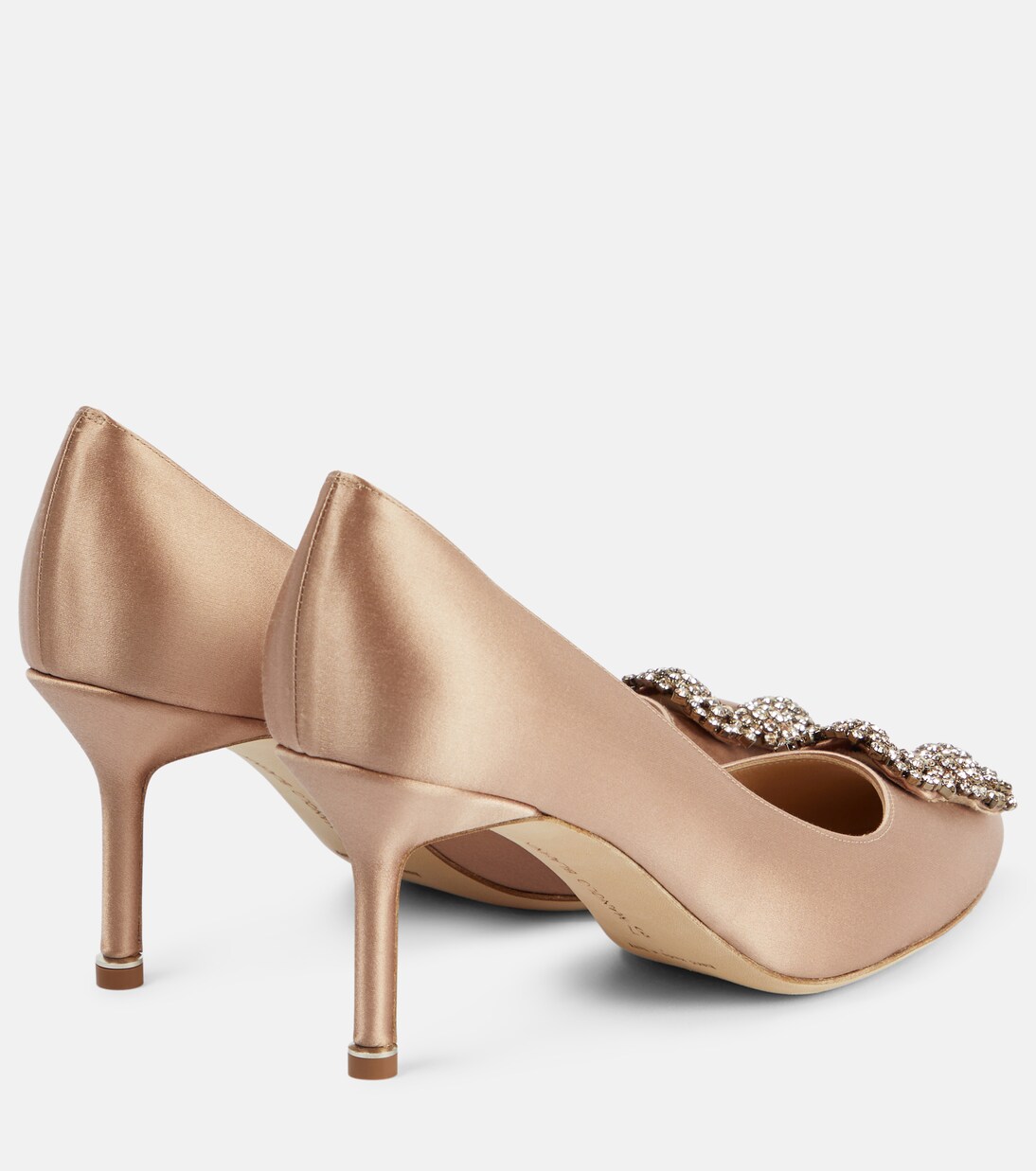 Hangisi 70 embellished satin pumps in brown - Manolo Blahnik