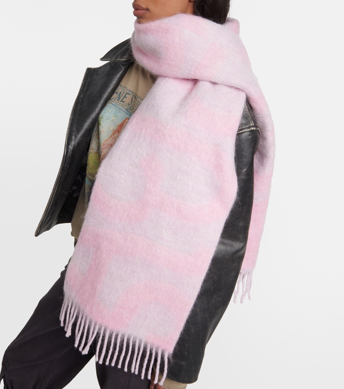 Logo wool-blend scarf in pink - Acne Studios | Mytheresa
