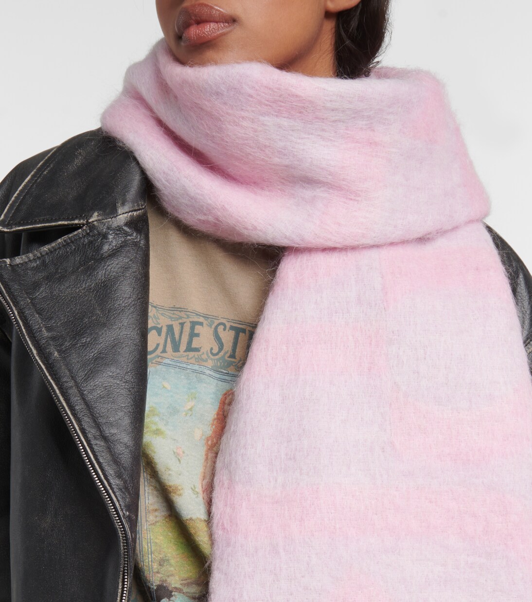 Logo wool-blend scarf in pink - Acne Studios | Mytheresa