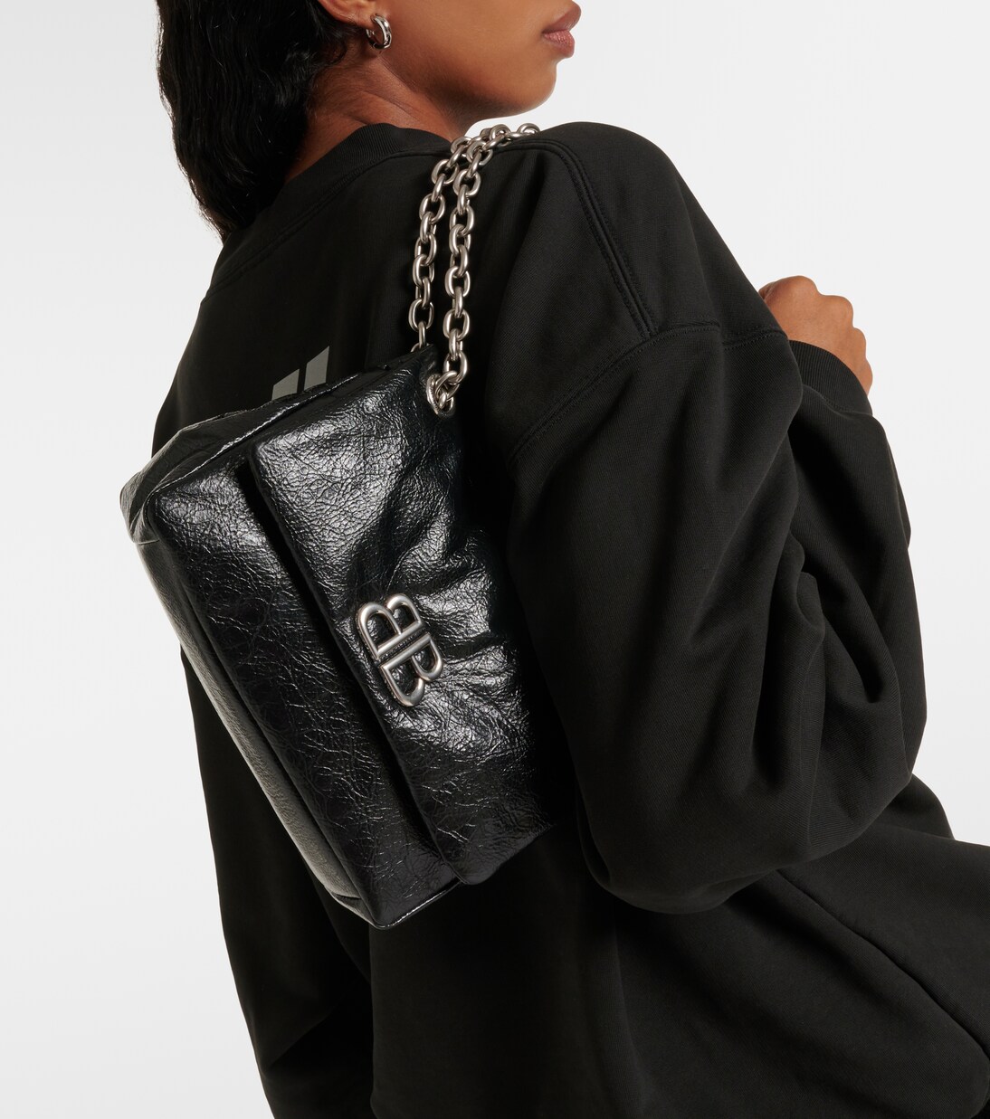 Monaco Mini BB leather shoulder bag in black - Balenciaga | Mytheresa