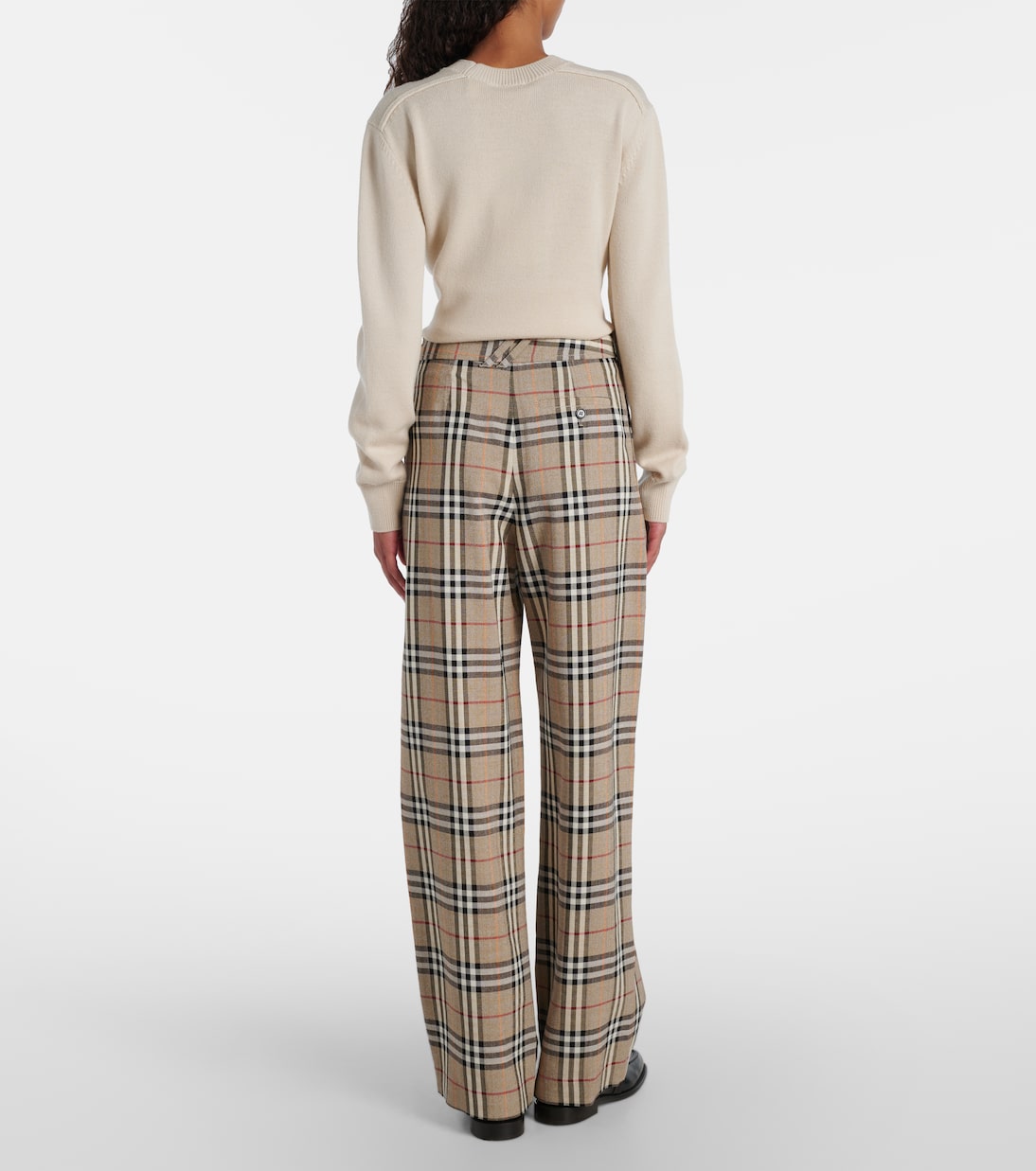 Burberry Check belted wide-leg pants in beige - Burberry | Mytheresa