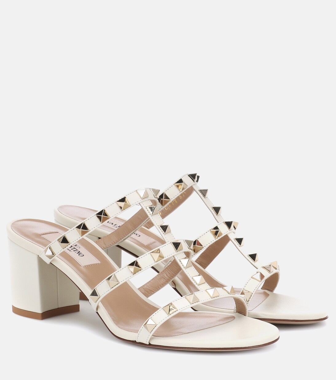 Valentino Garavani Rockstud Spike leather sandals in white