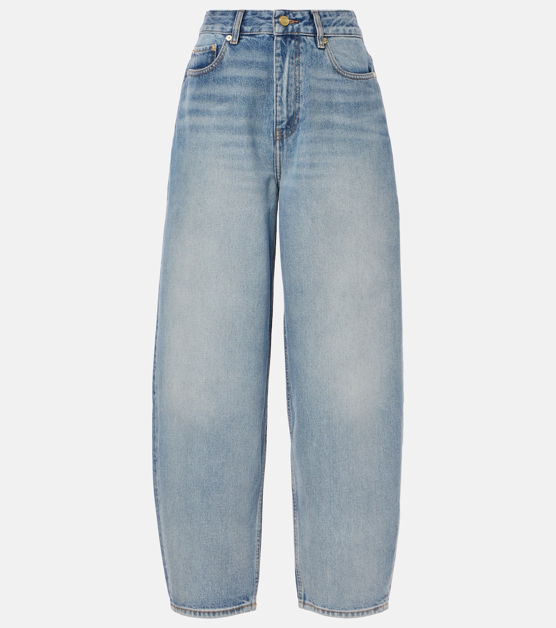 High-rise barrel-leg jeans in blue - Ganni | Mytheresa