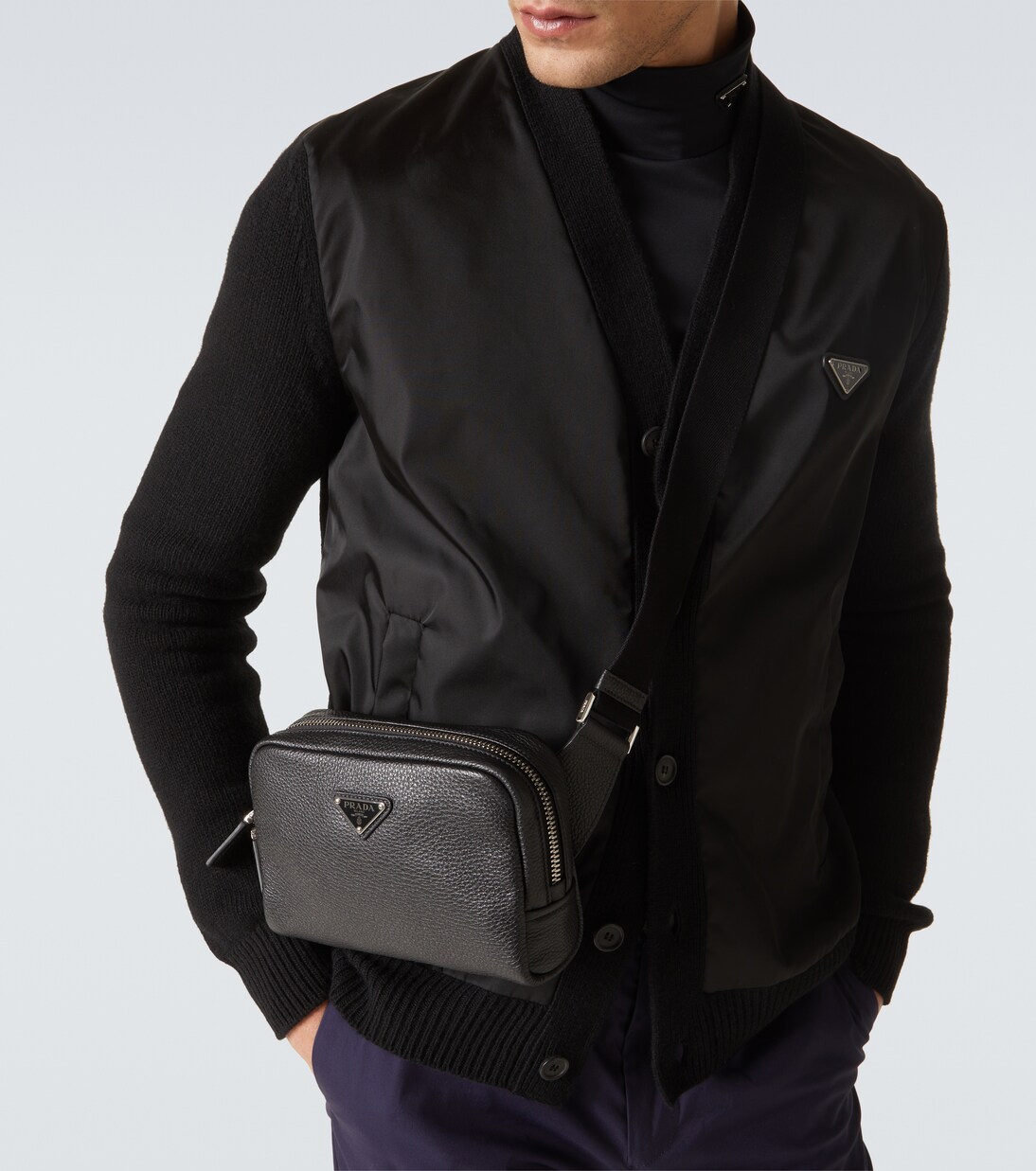 Small leather shoulder bag in black - Prada | Mytheresa