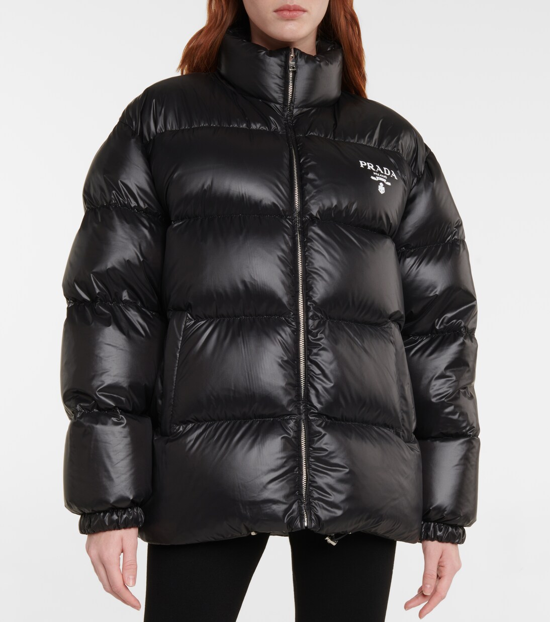 Logo down jacket in black - Prada | Mytheresa