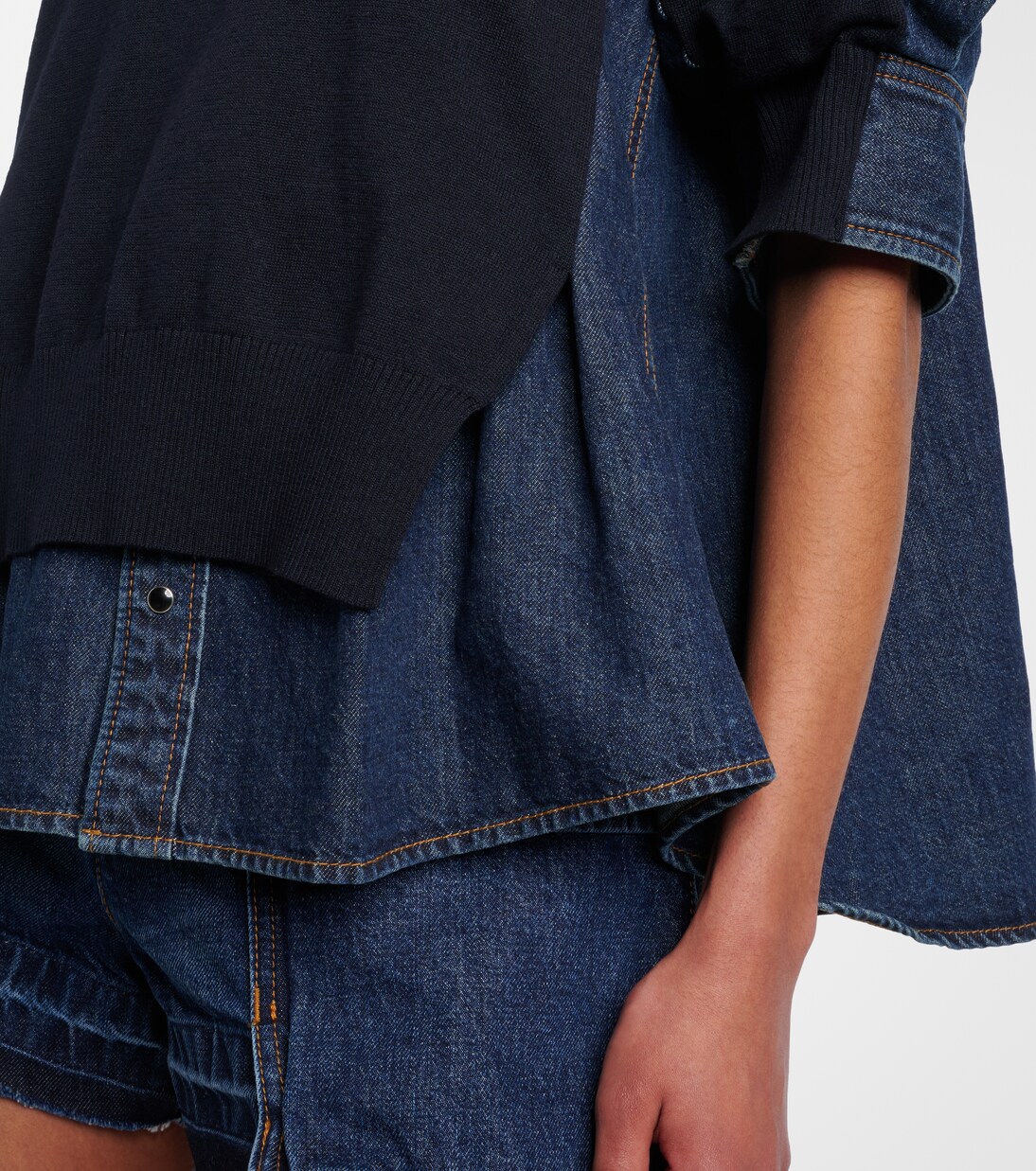 Layered denim shirt in blue - Sacai | Mytheresa