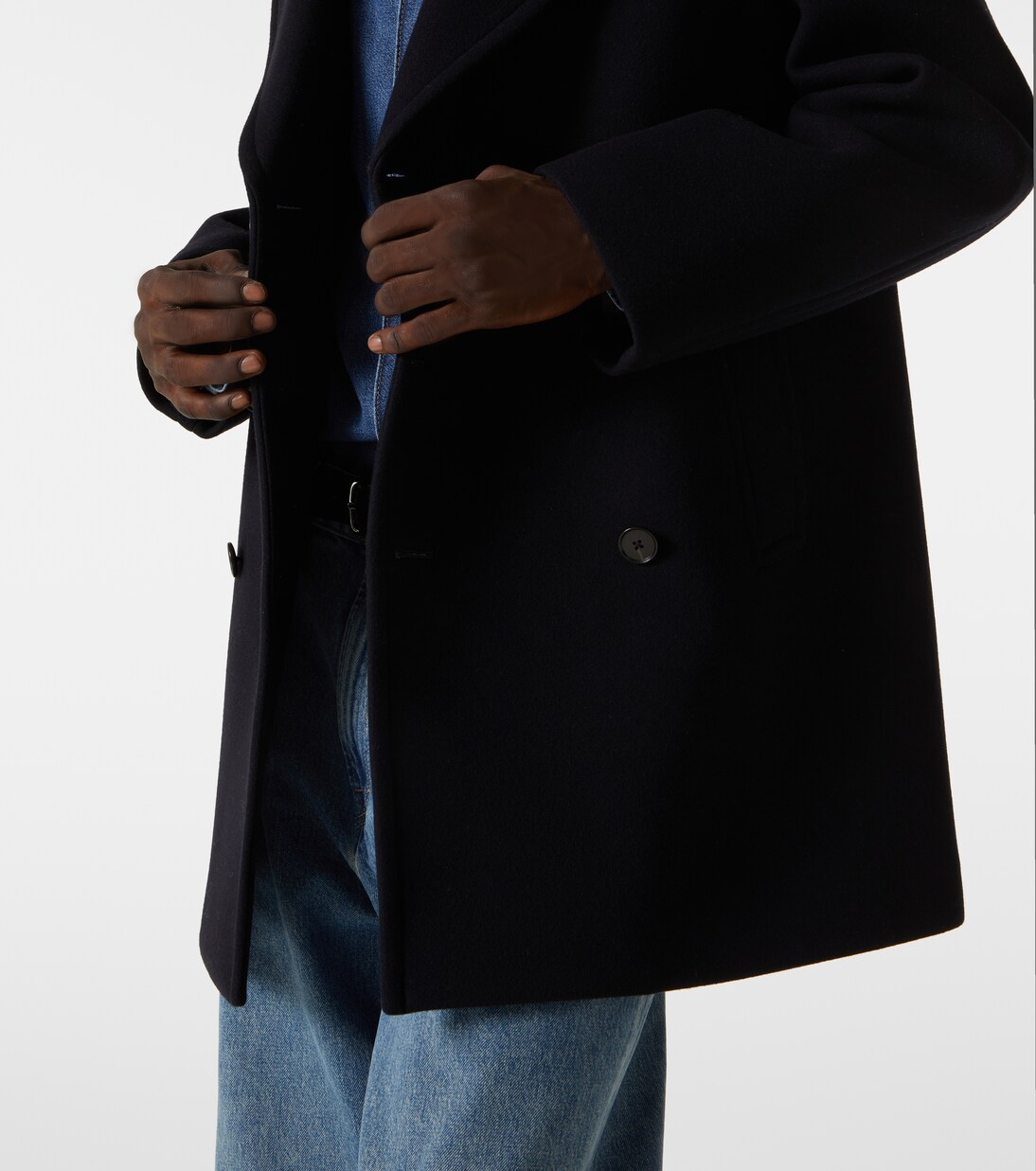 Wool melton peacoat in blue - Auralee | Mytheresa