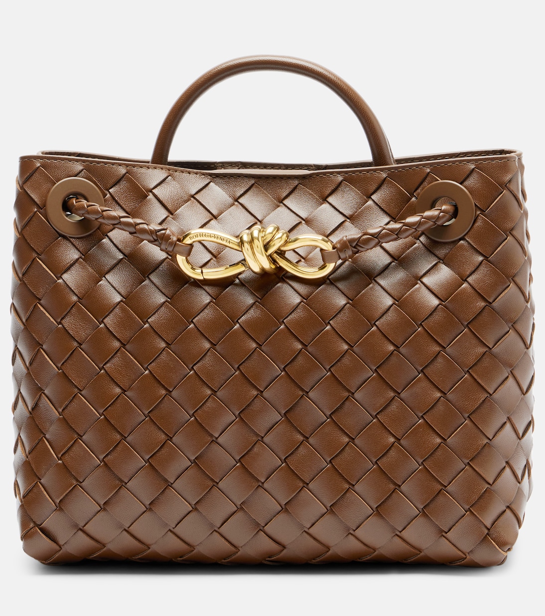 Andiamo Intrecciato Small leather tote bag in brown - Bottega