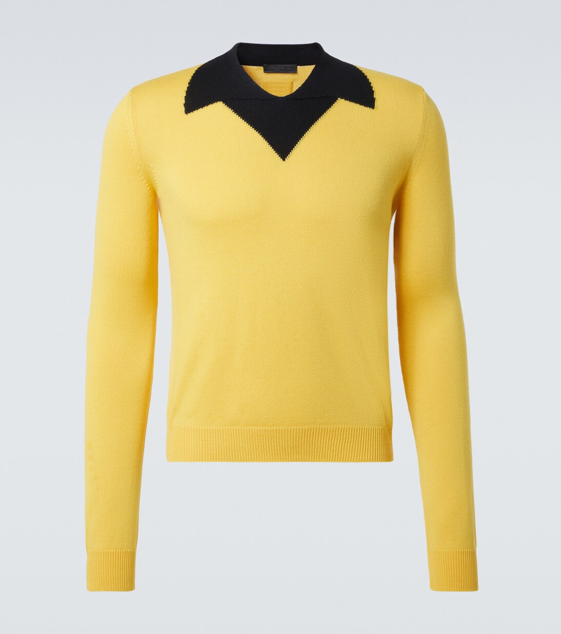 Trompe l'œil virgin wool sweater in yellow - Prada | Mytheresa