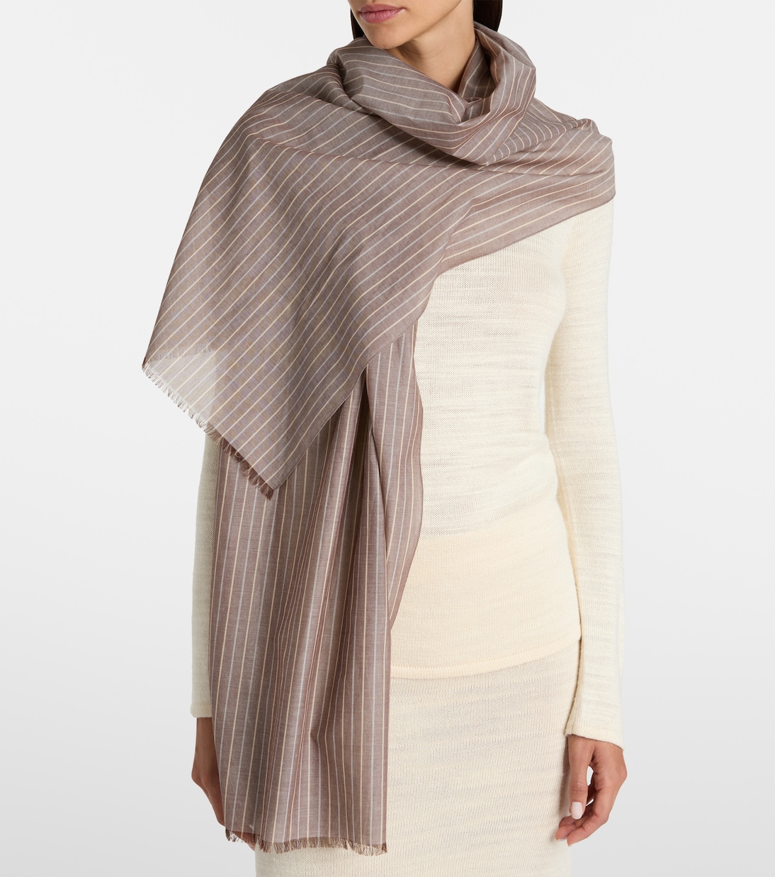Guel striped cotton scarf in brown - The Row | Mytheresa